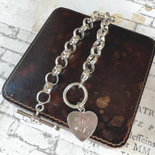 Charger l'image dans la galerie, Antique Sterling Silver Belcher Watch Chain Bracelet With Heart Charm