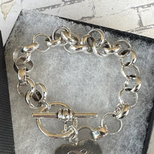 Charger l'image dans la galerie, Antique Sterling Silver Belcher Watch Chain Bracelet With Heart Charm