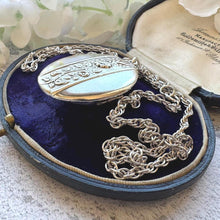 Load image into Gallery viewer, Vintage Edwardian Style Large Oval Locket & Rope Chain: Art Nouveau Sterling Silver Keepsake-Photo Pendant Necklace
