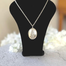 Load image into Gallery viewer, Vintage Edwardian Style Large Oval Locket & Rope Chain: Art Nouveau Sterling Silver Keepsake-Photo Pendant Necklace