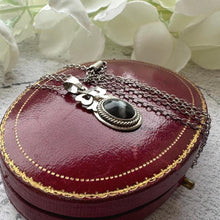 Load image into Gallery viewer, Victorian Sterling Silver Bulls Eye Agate Pendant & Chain
