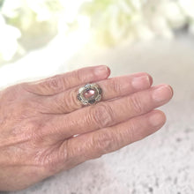 Load image into Gallery viewer, Georgian Foiled Rock Crystal & Enamel Ring : Antique Gold, Silver Neo-Renaissance Flower Ring