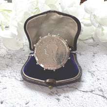 Cargar imagen en el visor de la galería, Antique Sterling Silver Queen Victoria Large Coin Brooch: 1887 Jubilee Full Crown Lapel Pin