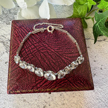 Load image into Gallery viewer, Antique 20ct White Zircon Sterling Silver Bracelet: Art Deco, Natural Gemstone Riviere