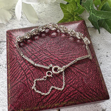 Load image into Gallery viewer, Antique 20ct White Zircon Sterling Silver Bracelet: Art Deco, Natural Gemstone Riviere