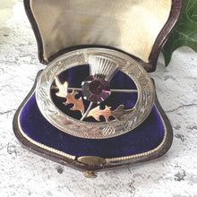 Load image into Gallery viewer, Vintage 9ct Rose Gold & Silver Scottish Thistle Brooch : Ward Brothers, Edinburgh 1960