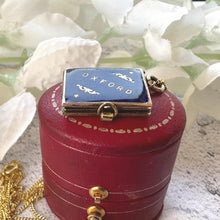 Carica l'immagine nel visualizzatore di Gallery, Antique Edwardian Miniature Brass & Enamel Photo Book Charm OXFORD: Novelty Pendant and Chain