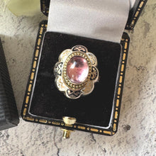 Load image into Gallery viewer, Georgian Foiled Rock Crystal & Enamel Ring : Antique Gold, Silver Neo-Renaissance Flower Ring