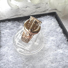Load image into Gallery viewer, Vintage 9ct Yellow Gold Wide Buckle Ring: Art Nouveau Style Floral Engraved Band, Size O/7.25