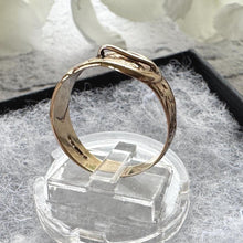 Load image into Gallery viewer, Vintage 9ct Yellow Gold Wide Buckle Ring: Art Nouveau Style Floral Engraved Band, Size O/7.25