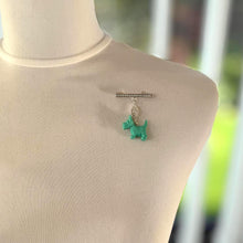 Load image into Gallery viewer, Antique Art Deco Sterling Silver & Celluloid Scottie Dog Lapel Pin: Charles Horner Attributed