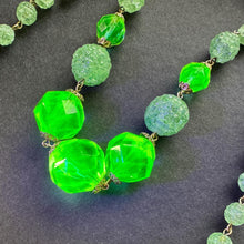 Load image into Gallery viewer, Rare Antique Uranium Glass Statement Necklace – Victorian Vaseline Glass Beads – Collectible Glowing Jewellery