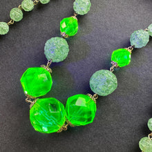 Load image into Gallery viewer, Rare Antique Uranium Glass Statement Necklace – Victorian Vaseline Glass Beads – Collectible Glowing Jewellery