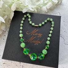 Load image into Gallery viewer, Rare Antique Uranium Glass Statement Necklace – Victorian Vaseline Glass Beads – Collectible Glowing Jewellery