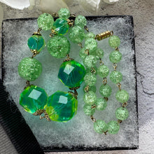 Load image into Gallery viewer, Rare Antique Uranium Glass Statement Necklace – Victorian Vaseline Glass Beads – Collectible Glowing Jewellery