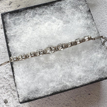 Load image into Gallery viewer, Antique 20ct White Zircon Sterling Silver Bracelet: Art Deco, Natural Gemstone Riviere