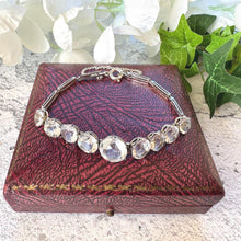 Load image into Gallery viewer, Antique 20ct White Zircon Sterling Silver Bracelet: Art Deco, Natural Gemstone Riviere
