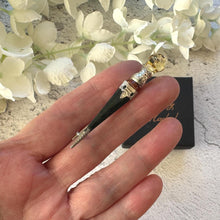 Load image into Gallery viewer, Victorian Scottish Citrine Thistle Sgian Dubh Silver Brooch: Antique Sterling Silver Figural Lapel Pin