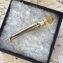 Load image into Gallery viewer, Victorian Scottish Citrine Thistle Sgian Dubh Silver Brooch: Antique Sterling Silver Figural Lapel Pin
