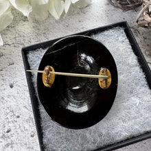 Load image into Gallery viewer, Antique Victorian Carved Coral Cameo Whitby Jet Brooch
