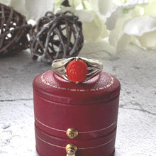 Load image into Gallery viewer, Antique Art Deco Carved Coral Rose Belcher Ring: 1920's Chinese Export, Size N/ 6-3/4