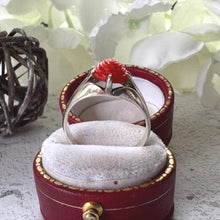 Load image into Gallery viewer, Antique Art Deco Carved Coral Rose Belcher Ring: 1920's Chinese Export, Size N/ 6-3/4