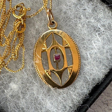Load image into Gallery viewer, Antique Victorian 18ct Gold & Ruby Pendant: Optional 20" Gold Chain