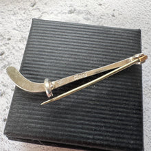 Load image into Gallery viewer, Antique Sterling Silver Hockey Stick Figural Brooch: Boxed Charles Horner Lapel Pin, Chester 1911