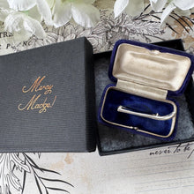 Load image into Gallery viewer, Antique Sterling Silver Hockey Stick Figural Brooch: Boxed Charles Horner Lapel Pin, Chester 1911