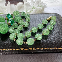 Load image into Gallery viewer, Rare Antique Uranium Glass Statement Necklace – Victorian Vaseline Glass Beads – Collectible Glowing Jewellery