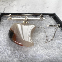 Charger l'image dans la galerie, Victorian Carved Scottish Agate Claw Pendant Drop Brooch: Antique Scottish Pebble Sterling Silver Jewellery