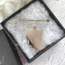 Charger l'image dans la galerie, Victorian Carved Scottish Agate Claw Pendant Drop Brooch: Antique Scottish Pebble Sterling Silver Jewellery