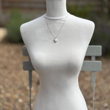 Load image into Gallery viewer, Antique Victorian Engraved Swallow Heart Pendant Necklace: Sterling Silver Love Token