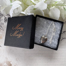 Load image into Gallery viewer, Antique Victorian Engraved Swallow Heart Pendant Necklace: Sterling Silver Love Token