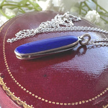 Lade das Bild in den Galerie-Viewer, Victorian Silver & Blue Enamel Miniature Folding Knife Pendant: Antique Novelty Pendant Necklace