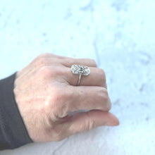 Load image into Gallery viewer, Antique 18ct White Gold Diamond & Sapphire Cluster Ring