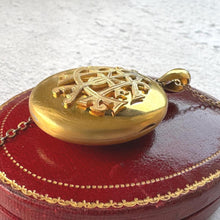 Load image into Gallery viewer, Victorian AEI Mourning Locket, Eternal Love Amity Eternity Infinity. Antique 18ct Gold Vermeil Memorial Pendant