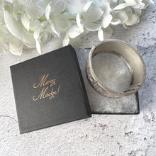 Load image into Gallery viewer, Antique Victorian Aesthetic Engraved Sterling Silver Bangle: 9ct Gold Roses & Leaves