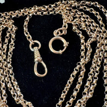 Load image into Gallery viewer, Victorian 18ct Rolled Gold Guard Chain Necklace: Antique 58" Gold-Filled Muff Chain With Dog-Clip & Spring Ring