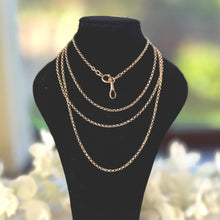 Load image into Gallery viewer, Victorian 18ct Rolled Gold Guard Chain Necklace: Antique 58" Gold-Filled Muff Chain With Dog-Clip & Spring Ring