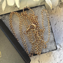 Load image into Gallery viewer, Victorian 18ct Rolled Gold Guard Chain Necklace: Antique 58" Gold-Filled Muff Chain With Dog-Clip & Spring Ring