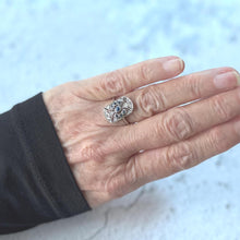 Load image into Gallery viewer, Antique 18ct White Gold Diamond & Sapphire Cluster Ring