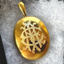 Load image into Gallery viewer, Victorian AEI Mourning Locket, Eternal Love Amity Eternity Infinity. Antique 18ct Gold Vermeil Memorial Pendant
