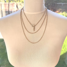 Load image into Gallery viewer, Victorian 18ct Rolled Gold Guard Chain Necklace: Antique 58" Gold-Filled Muff Chain With Dog-Clip & Spring Ring