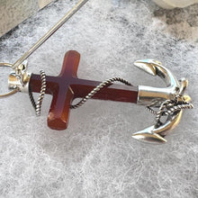 Carica l'immagine nel visualizzatore di Gallery, Victorian Scottish Banded Agate Cross & Fouled Anchor Silver Brooch