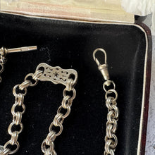 Cargar imagen en el visor de la galería, Victorian ALBO SILVER Fancy Albert Pocket Watch Chain: Mens Collectible Antique Jewellery