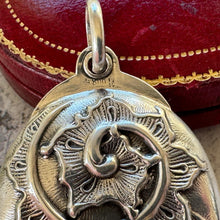 Lade das Bild in den Galerie-Viewer, Art Nouveau 800 Silver Mirror Pendant: Antique Jugendstil Deeply Embossed Iris & Whiplash Locket, Germany
