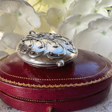 Lade das Bild in den Galerie-Viewer, Art Nouveau 800 Silver Mirror Pendant: Antique Jugendstil Deeply Embossed Iris & Whiplash Locket, Germany