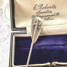 Load image into Gallery viewer, Georgian Sterling Silver Stick Pin: Antique Engraved Shield Lapel