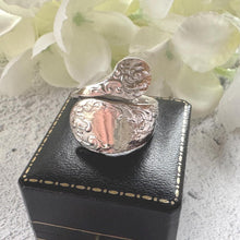Cargar imagen en el visor de la galería, Edwardian 800 Silver Spoon Ring: Adjustable Antique Art Nouveau Floral Wrap Snake Ring